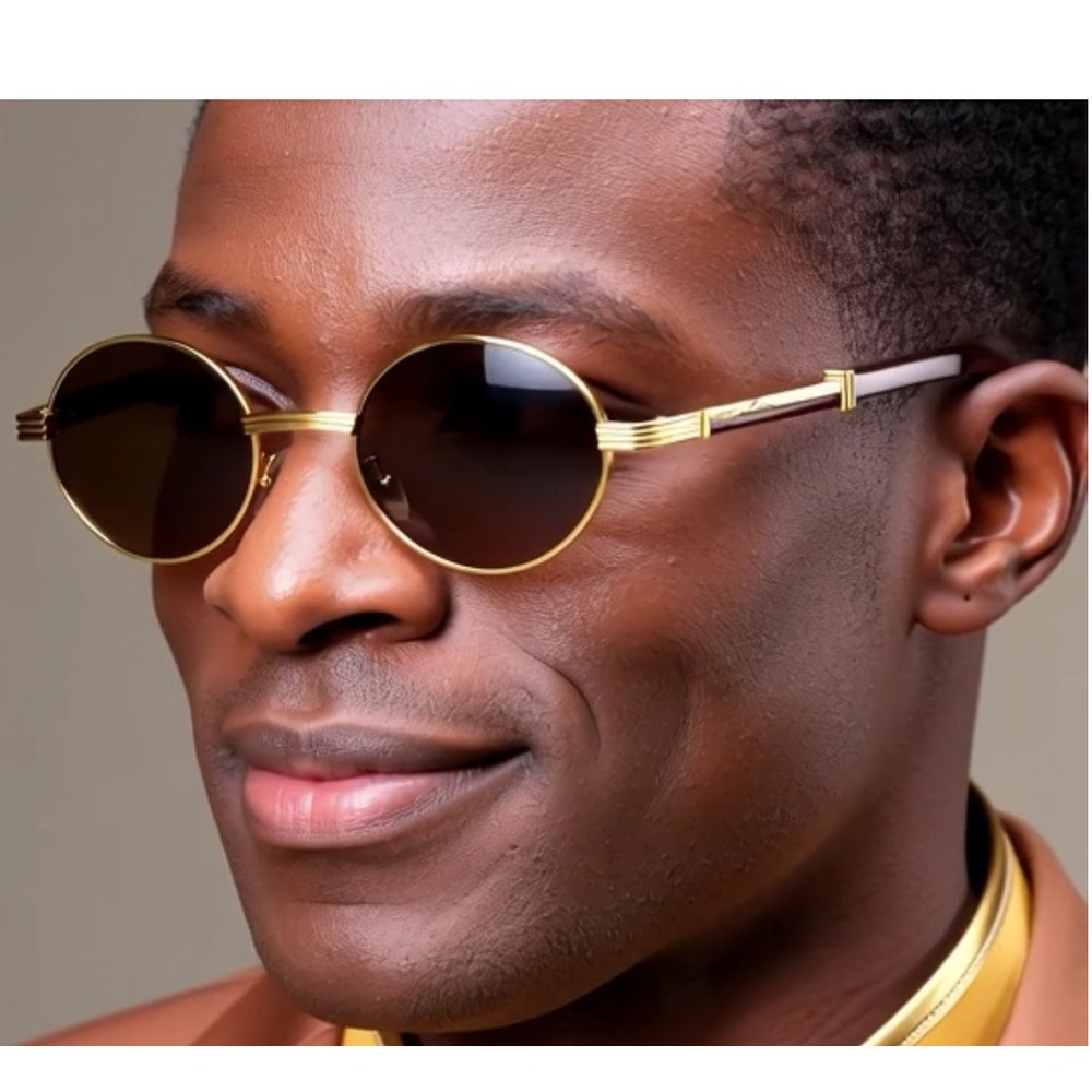 Retro Oval 90s Metal Sunglasses for Men 2025 Trendy Chic Narrow Gold Buffs Style